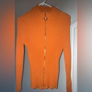 Belldini Vibrant Orange Zip-Up Sweater